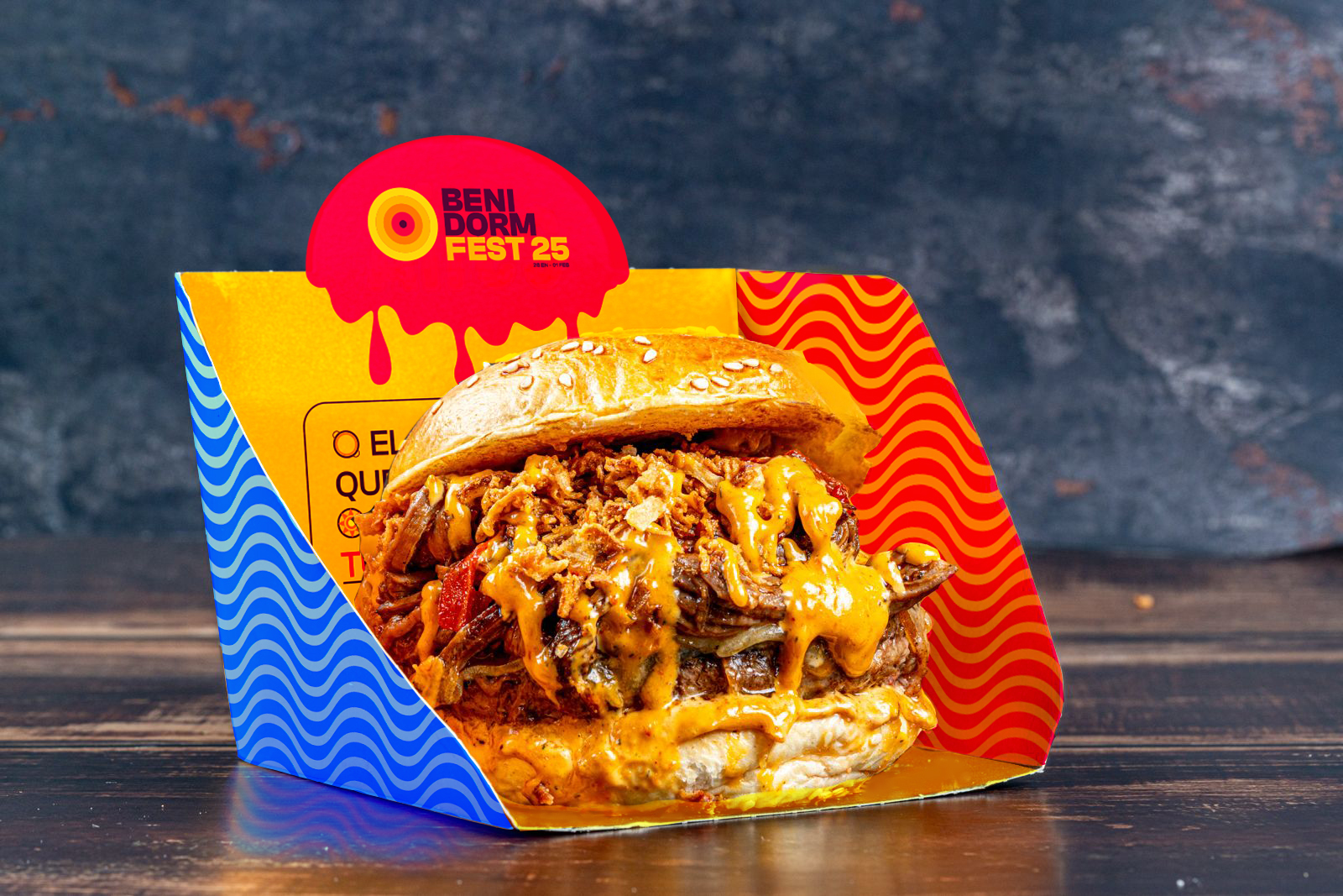 Packaging de hamburguesa Gastro League en Benidorm Fest 2025