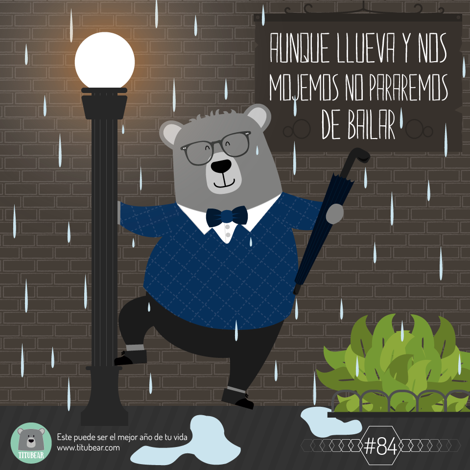 Titubear — ilustración dancing in the rain